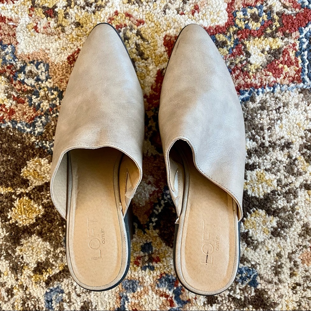 LOFT gray mules